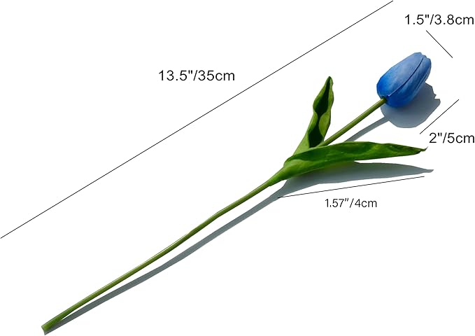 Mandy's Artificial Tulips 20 Stems Light Blue PU Faux Flowers for Wedding Home Decor 13.5 Inch-Ruum Studio Home