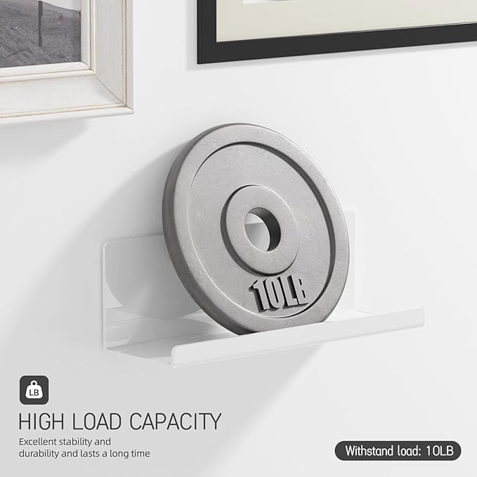 Acrylic Wall Floating Shelves Set of 2, Wall Shelves White 12 Inch Adhesive Wall Organizer Adhesive Shelf for Bathroom, Kitchen, Bedroom, Office, Gaming Room, No Damage, No Drill-Ruum Studio Home