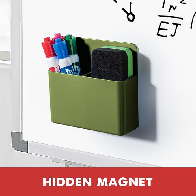 BEYGORM 2 Pack Plastics Magnetic Pen Holder for Refrigerator, Dry Erase Marker Holder for Whiteboard，Magnet School Locker Organizer Accessories, Pencil Cup, Pen Caddy (Army Green)-Ruum Studio Home