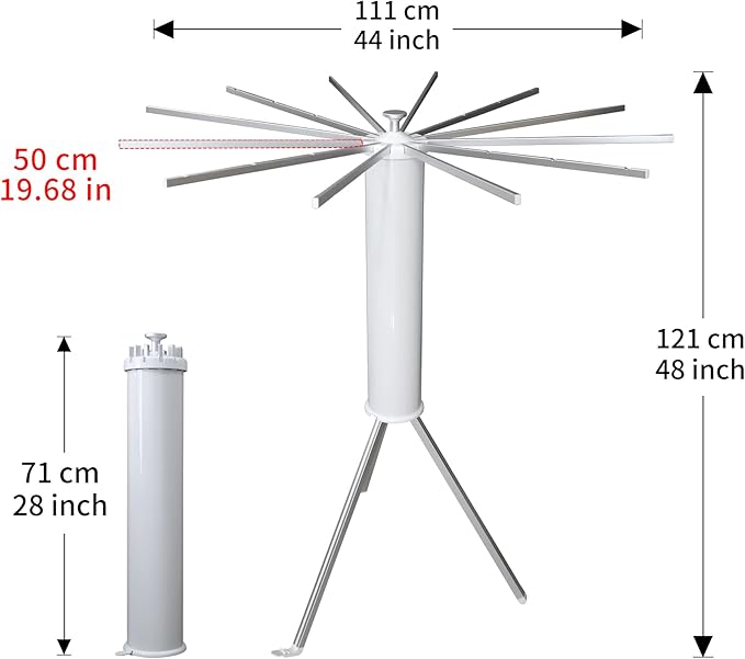 Clothes Drying Rack Tripod, Portable & Foldable Laundry Hanger Dryer - Aluminum, 12 Rods-Ruum Studio Home