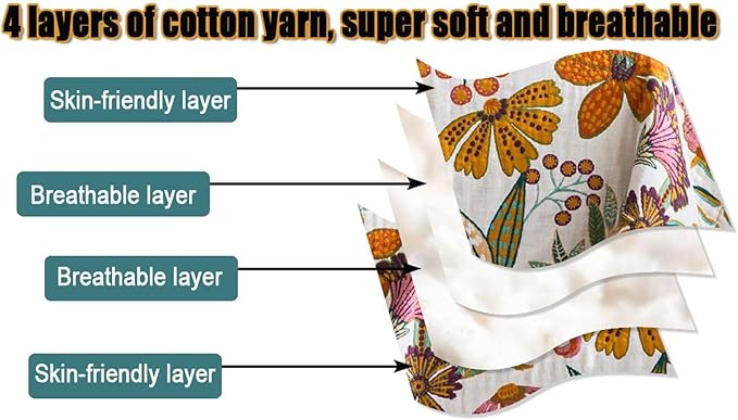 Summer Throw Blanket for Couch Bed Chair, 100% Cotton Muslin Breathable Woven Throws 60''x 80'' Boho Vintage Quilt for All Seasons Warm Lightweight Farmhouse Blankets Home Decoration-Ruum Studio Home