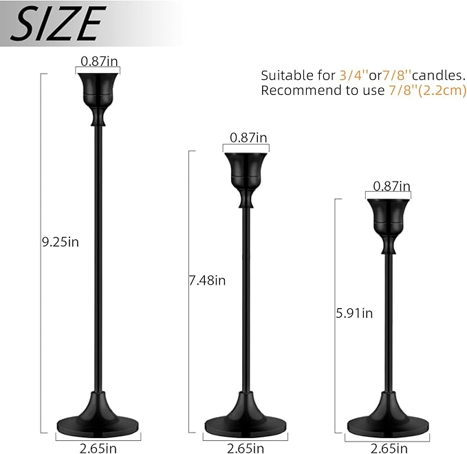 Candlestick Holders,Taper Candle Holder for Candlesticks Black Candelabra Candle Holders Vintage Candle Stick Candle Holder for Fireplace Party Dining Home-Ruum Studio Home