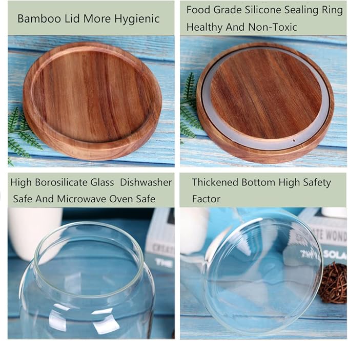 1 Gallon Glass Jar with Airtight Lid and Anti-Skid Bottom for Dry Food Storage-Ruum Studio Home