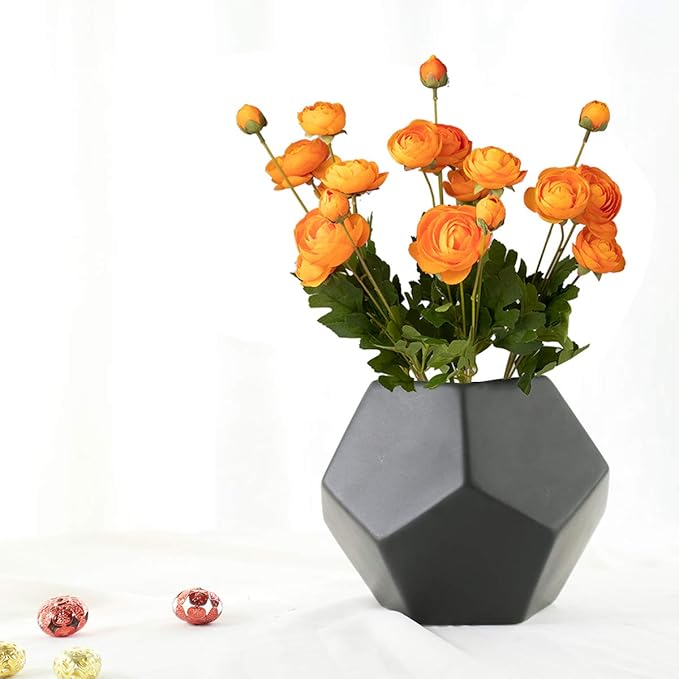 5 Stems Artificial Silk Ranunculus Flowers Orange 23" Tall,UV Resistant,Bendable Stems for Wedding Centerpieces,Home Deco（Orange）-Ruum Studio Home