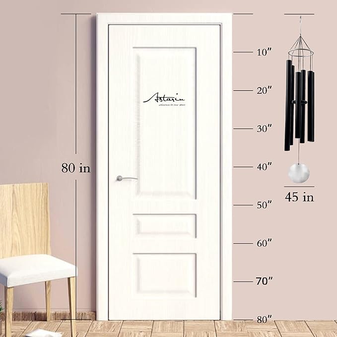 ASTARIN Outdoor Deep Tone,45Inch Sympathy Wind Chimes for Outside with 6 Tubes Tuned Relaxing Melody,Memorial Wind Chimes Large for Mom,Garden Decor,Black-Ruum Studio Home
