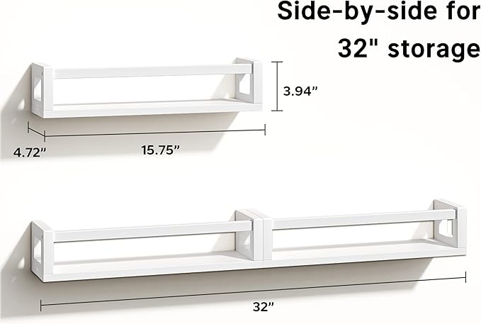 Upgraded Thick Floating Shelves - Multi-Use Wall-Mounted Bookshelves for Kids and Nursery, Ideal for Books, Toys, Spice Rack, Decor - White-Ruum Studio Home