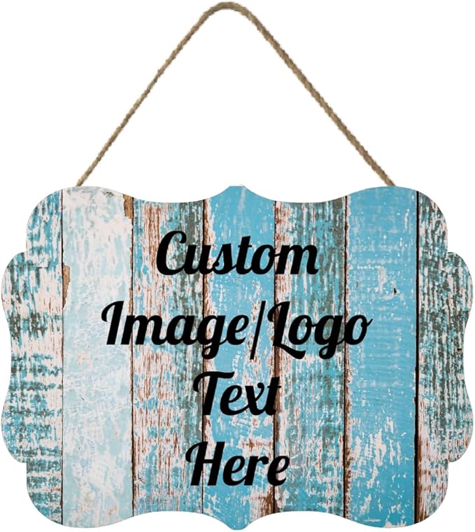 Personalized Wooden Welcome Sign - Front Door Decor, Home Sign, Customized Image/Text, Farmhouse Decorations, 11.2 * 8 Inch-Ruum Studio Home