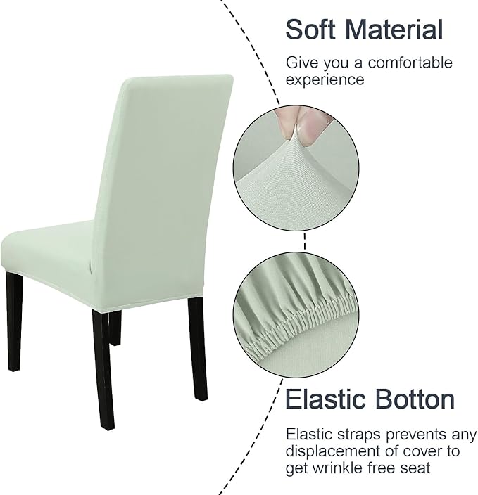 JQinHome Smoke Green Chair Covers for Dining Room Set of 6, High Stretch Removable Washable Parsons Chair Slipcover for Home Party Hotel Wedding Ceremony (6PCS,Smoke Green)-Ruum Studio Home