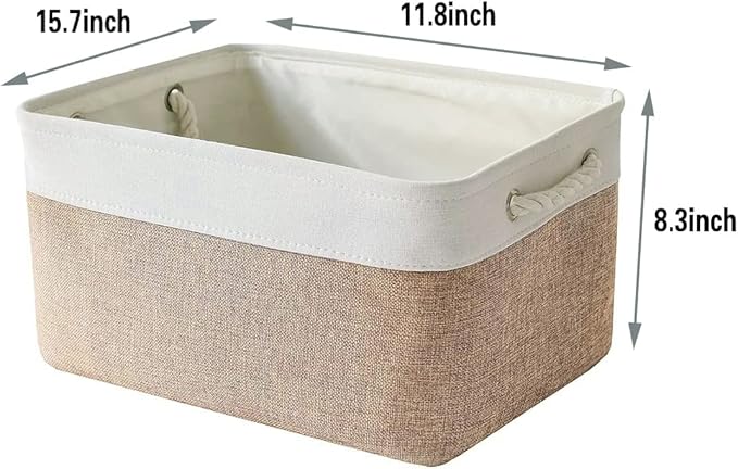 Storage Basket Fabric Sturdy Canvas Storage Bins Organizer with Handles for Clothes and Storage Foldable Storage Boxes Cubes-Ruum Studio Home