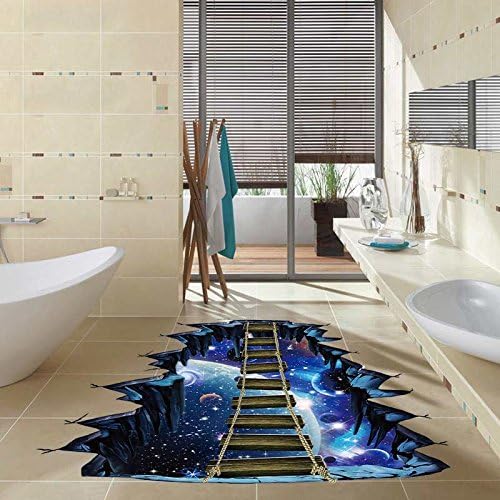 Quanhaigou Blue Galaxy Bridge Wall Sticker,3D Outer Space Decorations Decal for Home Decor Kids Bedroom Large-Ruum Studio Home