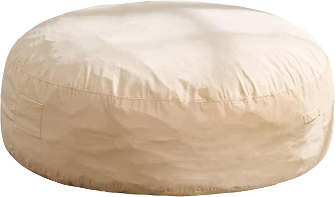 Hobestluk 6FT Bean Bag Chair Bean Bag Chairs for Adults Giant Bean Chairs with Velvet Cover, Memory Foam BeanBag Chair Fluffy BeanBag Chairs for Living Room, Bedroom- Khaki (70" x 70" x 15")-Ruum Studio Home