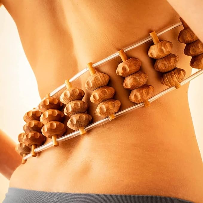 Mr.Woodware Rope Back Massager - 47.2 inches Lymphatic Drainage Massager Tool for Back, Neck, Legs, Waist, Body Pain Relief and Massage Therapy - Anti Cellulite Wooden Massage Roller for Maderoterapia-Ruum Studio Home