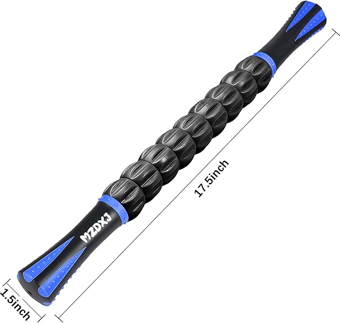 Muscle Roller Stick for Athletes - Deep Tissue Fascia Blaster & Roller Massager for Myofascial Pain Relief - Handheld Physical Therapy & Recovery Tool(Blue black-18 inch)-Ruum Studio Home