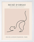 Poster Master Vintage Poster - Retro One Line Cat Drawing Print - Cat Art - Minimal Gift for Men, Women, Animal Lover - Abstract Wall Decor for Home, Office, Bedroom, 16x20 White Framed-Ruum Studio Home