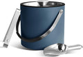 3L Ice Bucket with Silicone Lid, Scoop, Tongs & Strainer, Stainless Steel Double Wall Insulated Ice Buckets for Parties & Cocktail Bar, Outdoor Champagne Ice Container Bin, Navy-Ruum Studio Home