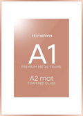 Homeforia A1 Poster Frame Rose Gold, High End Metal A1 Large Picture Frames with Mat A2 Photo, 23.4 x 33.1 Frames Matted to 16.5 x 23.4 Print, 23.4x33.1 Thin Frames, Tempered Glass, Wall Kit, Set of 1-Ruum Studio Home