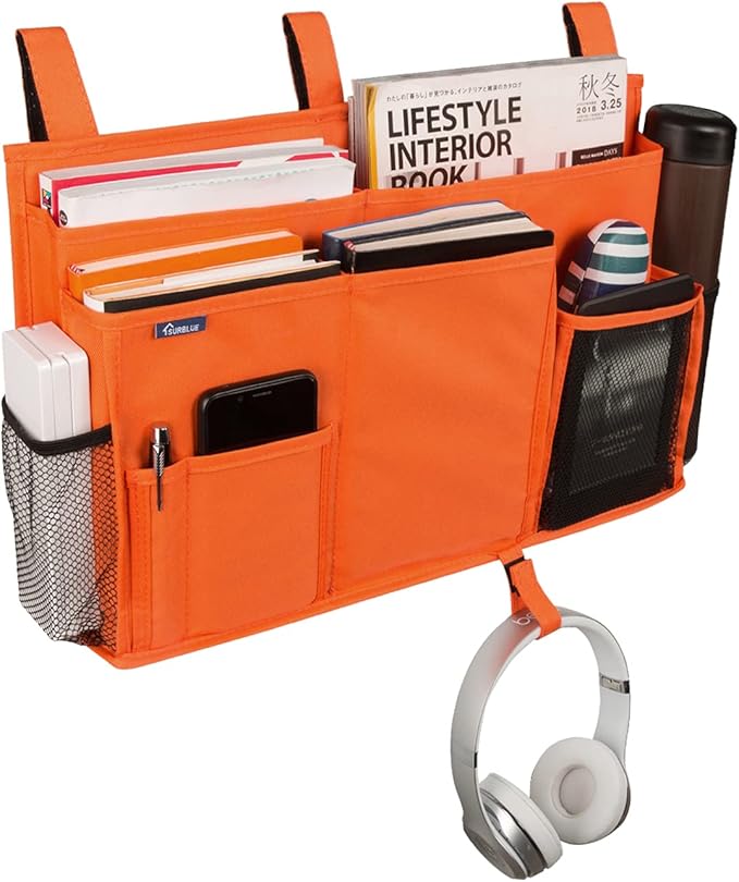 Surblue Caddy Hanging Organizer Bedside Storage Bag for Bunk and Hospital Beds, Orange, L-Ruum Studio Home