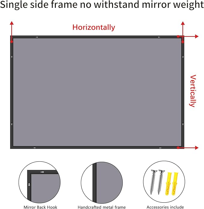 Black Bathroom Mirror for Wall, 36x40 Inch Rectangle Mirrors with Metal Frame, Modern Rectangular Wall Mirror for Bathroom Living Room, Entryway Hangs Horizontal or Vertical-Ruum Studio Home