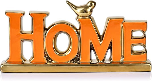 XMGZQ Love Sign Decoration,Orange and Gold Love Signs for Home Decor,Small Bird Sculpture Personalized Decor,Orange Style Figurine Decorative Ornaments for Living Room,Bedroom,Desktop,Cabinets-Ruum Studio Home