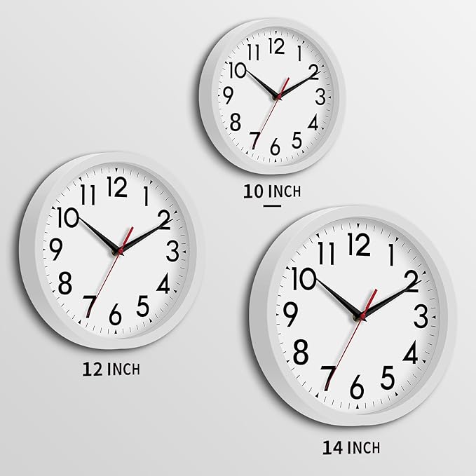 Wall Clock Modern Battery Operated 10 Inch Simpel Silent Non Ticking Analog Decorative for Kitchen Bathroom Bedroom Office Living Room School Classroom(White)-Ruum Studio Home