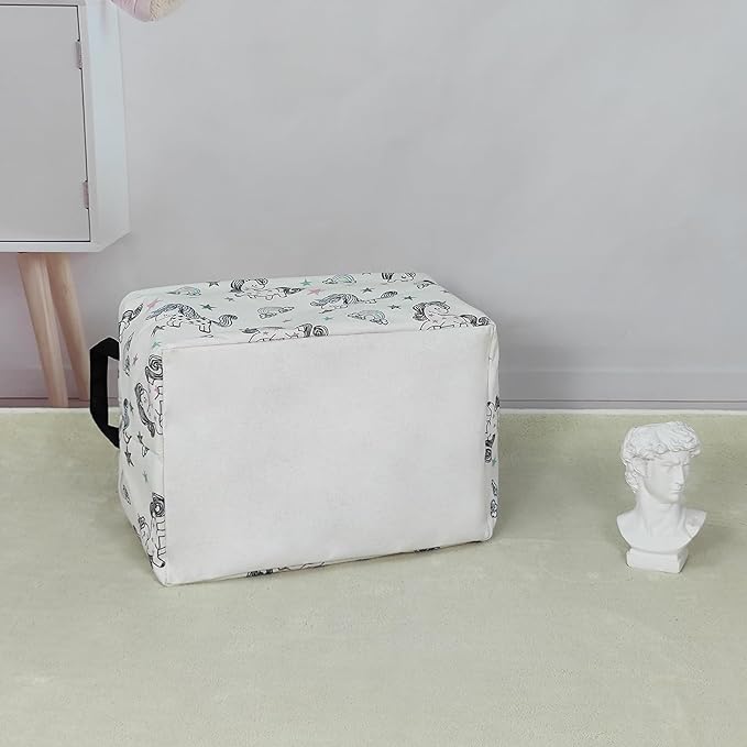 LANGYASHAN Rectangular Storage Bin Collapse Canvas Fabric Cartoon Storage Basket with Handles for Organizing Home Kitchen Boys and Girls Toys Office Closet Shelf Baskets (Rec Rainbow Unicorn)-Ruum Studio Home