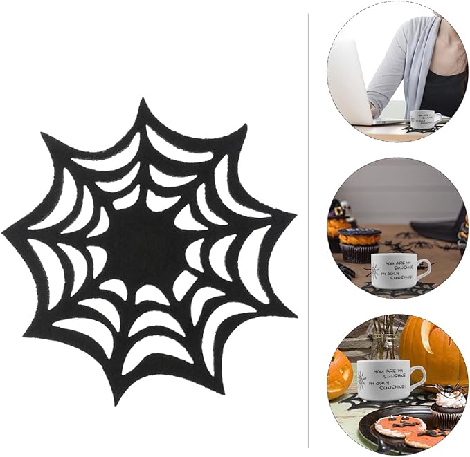 VOSAREA 10pcs Halloween Spider Web Coasters Placemat Decorative Table Placemats Doilies Halloween Decorarion Supplies-Ruum Studio Home