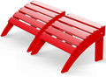 GREENVINES Adirondack-Ottoman | Set of 2 | HDPE Plastic | Outdoor Footrest | All Weather | Foot Rest | Foot Stool | Red | for Adirondack Chair | for Patio Backyard Pool-Ruum Studio Home