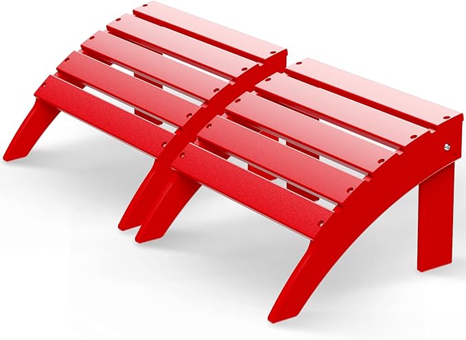 GREENVINES Adirondack-Ottoman | Set of 2 | HDPE Plastic | Outdoor Footrest | All Weather | Foot Rest | Foot Stool | Red | for Adirondack Chair | for Patio Backyard Pool-Ruum Studio Home