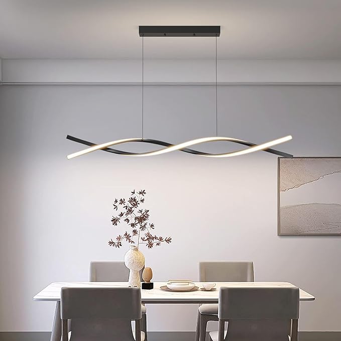 Modern Ceiling Chandelier Light, Acrylic Anti Flicker Pendant Lamp with Remote Control Dimmable 3 Color Mode & Brightness (Warm Cool Neutral Light) for Kitchen Bar Walnut-Ruum Studio Home