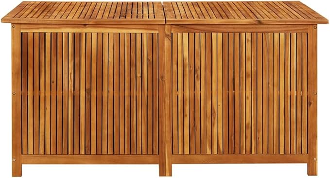 vidaXL Wooden Outdoor Storage Box with Gas-Lift Lid – Patio Deck Chest with Zippered Waterproof Bag for Garden Bench, Pool, Porch, Trunk, Cabinet, Teak Look – Brown, 59.1"x31.5"x29.5"-Ruum Studio Home