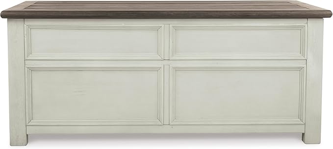 Signature Design by Ashley Bolanburg Farmhouse Lift Top Coffee Table with Drawers, Antique Cream & Brown-Ruum Studio Home
