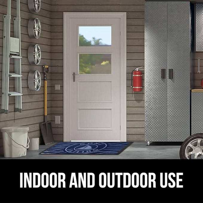GORILLA GRIP 100% Waterproof All-Season WeatherMax Doormat 35x23, US Designed Natural Rubber, Stain and Fade Resistant, Low Profile Indoor Outdoor Door Mats, Easy Clean Patio Mat, Blue Sailing-Ruum Studio Home