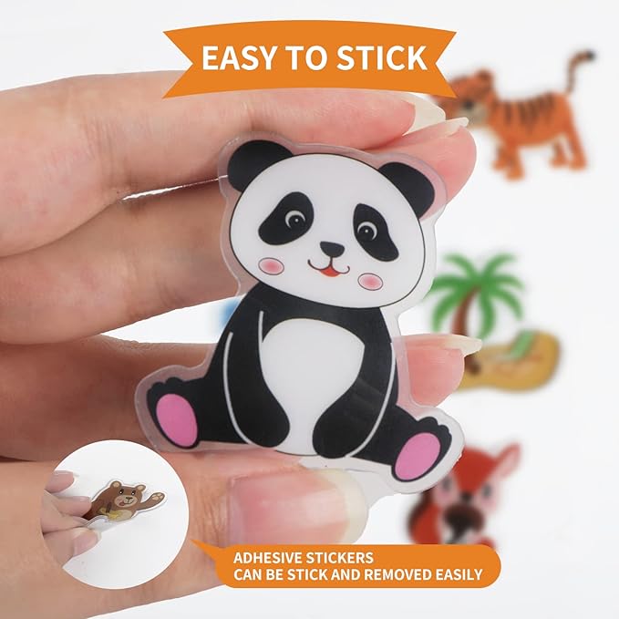 Window Clings Stickers for Kids Window Gel Clings Decals Thick Gel Clings Toddlers and Adults Classroom Home Nursery Airplane Birthday Party Supplies (Jungle Animals)-Ruum Studio Home