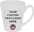 DISCOUNT PROMOS Custom Glossy Ceramic Latte Coffee Mug 12 oz. Set of 50, Personalized Bulk Pack - Perfect for Tea, Espresso, Cappuccino, Hot Cocoa - White-Ruum Studio Home
