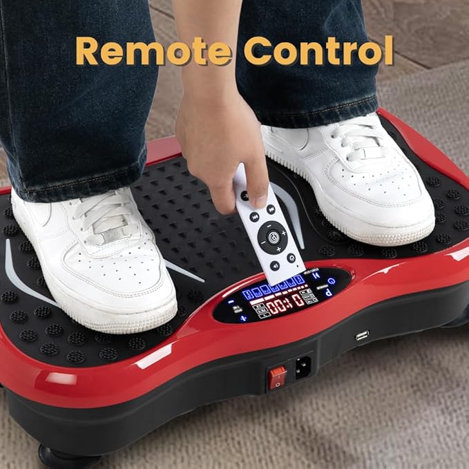 Vibration Plate Exercise Machine for Whole Body Workout - Home Fitness Vibrating Platform with Resistance Bands - Improve Circulation, Muscle Tone & Bone Density - Supports Up to 330 lbs-Ruum Studio Home