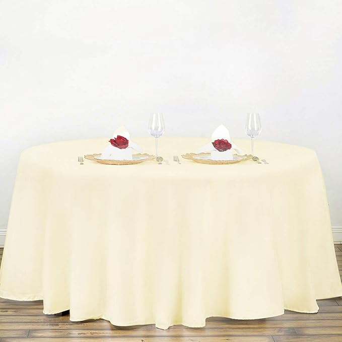Surmente Ivory Tablecloth for Round Tables, 120-inch Round Table Cloths for Weddings, Banquets, or Restaurants-Ruum Studio Home