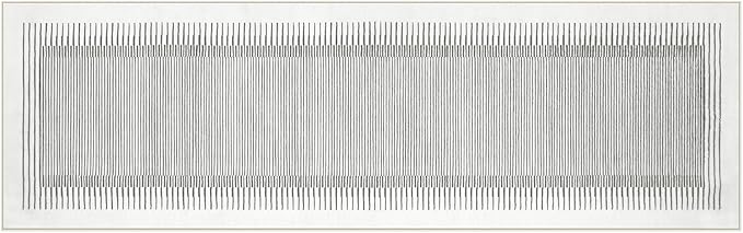 Wonnitar Washable Striped Runner Rug 2'6"x8', Non-Slip Berber Stripe Hallway Runner, Low Pile Minimalist Kitchen Soft Carpet Runner for Bedroom Bathroom Laundry Entryway (Grey, 2'6" x 8')-Ruum Studio Home
