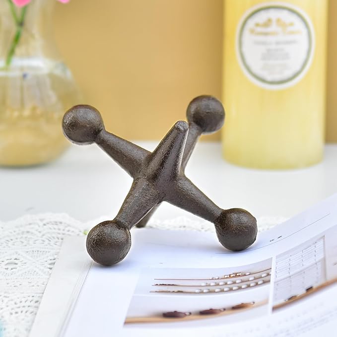 Sungmor Cast Iron Decorative Jack Statue, Home Office Accent Figurine, Antique Brown Jack Sculpture for Bookcase or Table Decoration, Creative Bookends, Paperweight, Door Stop-Ruum Studio Home