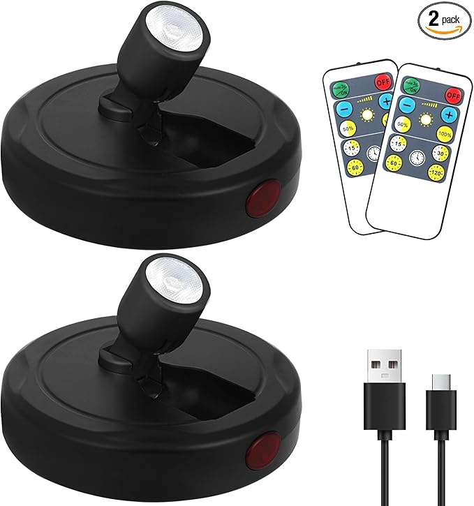 Cordless Spotlight Battery Powered, Indoor Plant Spot Light, Rechargeable Picture Lights with Remote, LED Accent Lighting, Dimmable Display Uplight for Tree Dartboard Decor Painting Art Photo-Ruum Studio Home