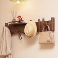 Wall Mounted Piano Key Hanger | Flip Style Hook | Entrance Wall Art Hook, Made of Oak Wood (3 Times Painted, 4 Times Polished) (Fence Walnut, 10Hooks)-Ruum Studio Home