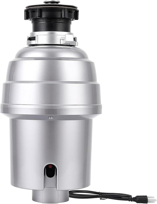 Powerful 1HP Stainless Steel Garbage Disposer, Dishwasher-Friendly and Continuous Feeding Waste Disposer, Grinding Material Four-Stage Grinding, Silver-Ruum Studio Home