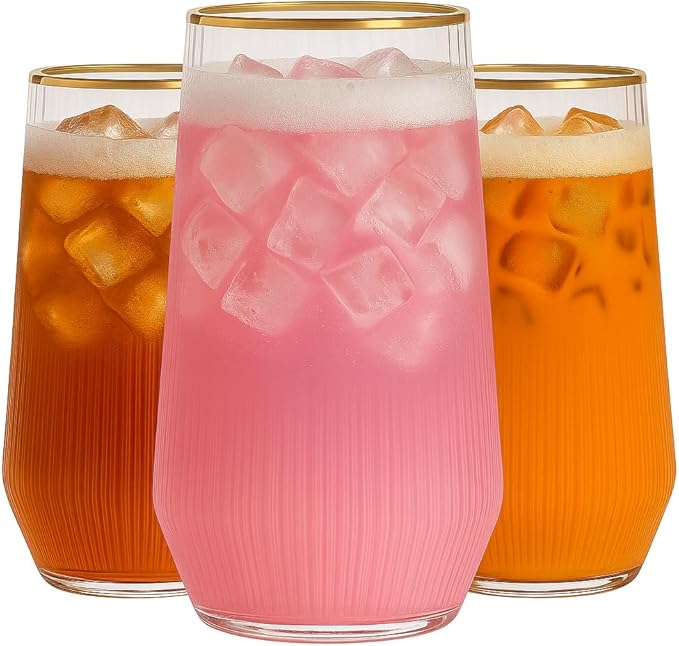 48 Pack Ribbed Ripple Stemless Toasting Glasses, Origami Durable 9 Oz BPA-Free Disposable Plastic Champagne Flutes for Weddings, Bars, Events, and Celebrations (Gold Rim)-Ruum Studio Home