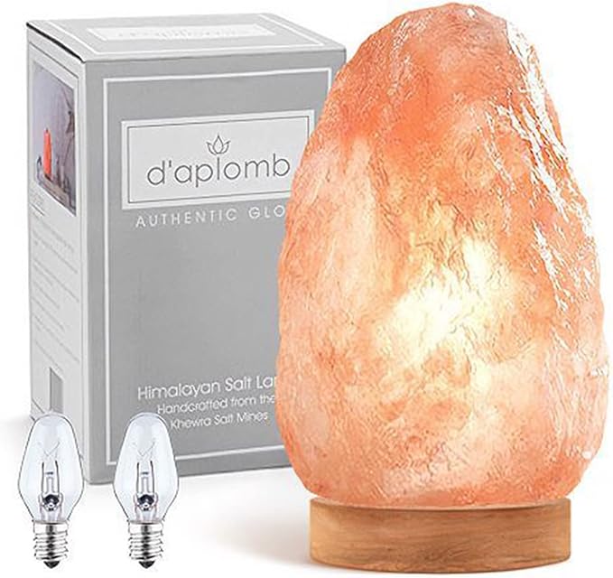 d'aplomb 100% Authentic Natural Himalayan Salt Lamp; Medium Hand Carved Natural Chunk Pink Crystal Rock Salt from Himalayan Mountains; Dimmer Cord; 7 lbs-Ruum Studio Home