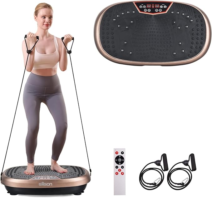 EILISON FitMax 3D XL Vibration Plate Exercise Machine - Whole Body Workout Vibration Platform w/Loop Bands - Lymphatic Drainage Machine for Weight Loss, Shaping, Wellness, Recovery-Ruum Studio Home