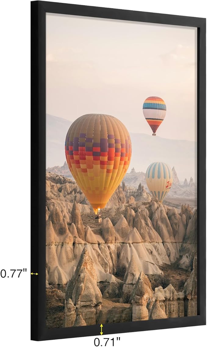 Vittanly 18x24 Picture Frames Set of 9, Shatter Resistant Plexiglass, Display 16x20 Pictures with Mat or 18x24 without Mat, Photo Frames for Wall or Tabletop, PVC Frame, Black-Ruum Studio Home