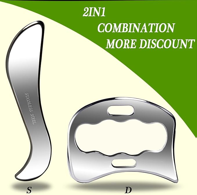 BYYDDIY 2 in 1 Stainless Steel Muscle Scraper Tools Set Gua Sha Massage Scraper Scraping Tool-Ruum Studio Home