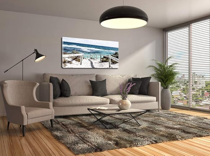 DZL Art S74275 Rottnest Island Beach Seascape Painting Sea Nature Pictures Wall Art Canvas Prints Painting Ready to Hang for Living Room Bedroom Decor Office Wall Decor Home Decoration-Ruum Studio Home