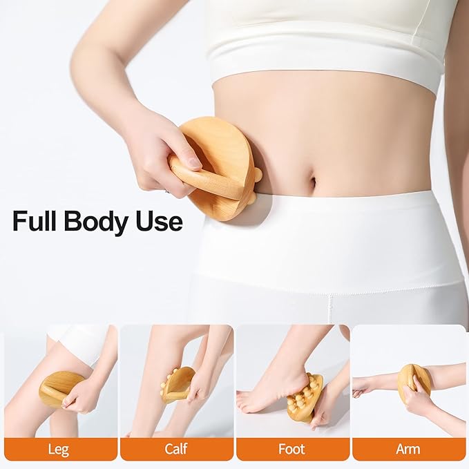 AiRelax Wood Therapy Massage Tools,Wooden Massage Body Brush for Cellulite Remover,Itchy Skin Relief,Body Shaping,Professional Maderoterapia Kit Meridian Pressure Brush,Lymphatic Drainage Massager-Ruum Studio Home