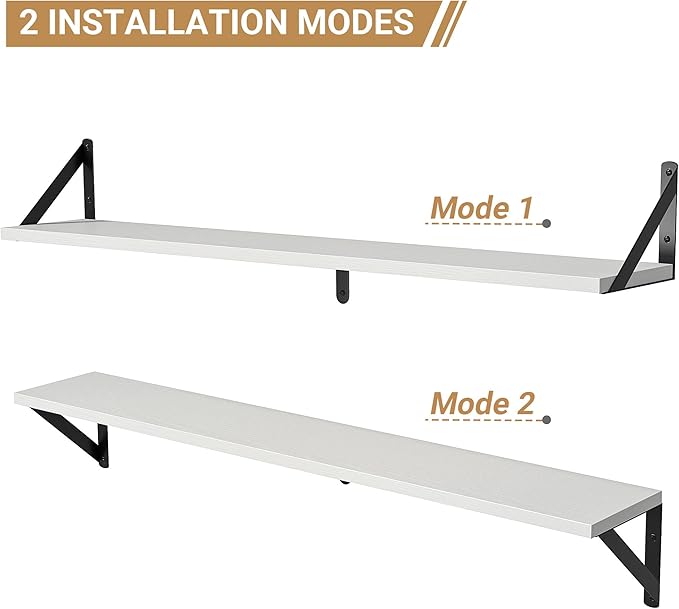 Heimlove Floating Shelves for Wall, 36 Inch Long Wood Floating Bookshelf Set of 3, Wall Mounted Hanging Shelf for Bathroom Bedroom Kitchen, White-Ruum Studio Home