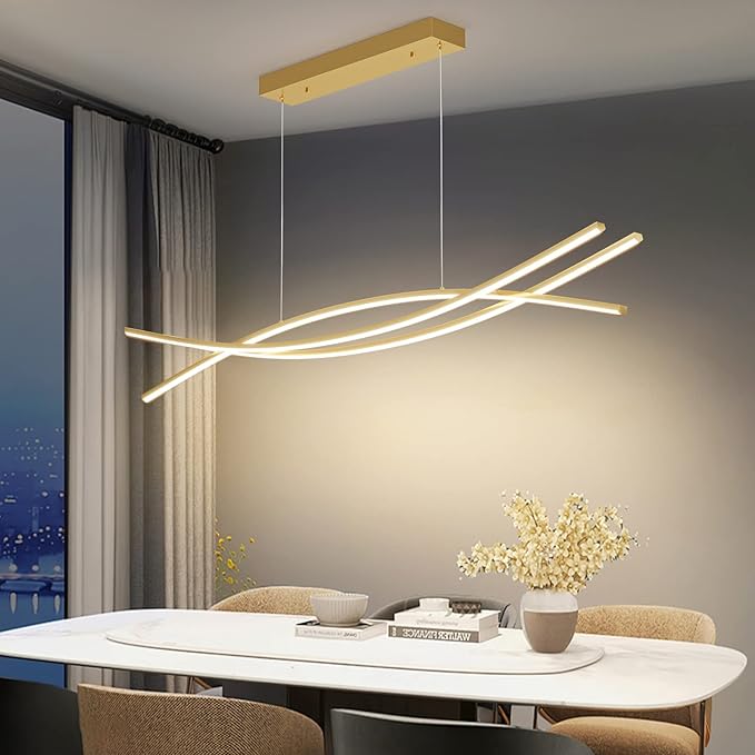 Modern Chandelier with 1%-100% Dimmable, Suitable for Dining Room, Bedroom and Living Room(Gold)-Ruum Studio Home